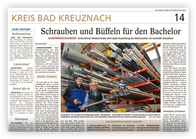 Bachelor-Ausbildung Fachhochschule-Bingen Zeitungsausschnitt Allgemeine Zeitung