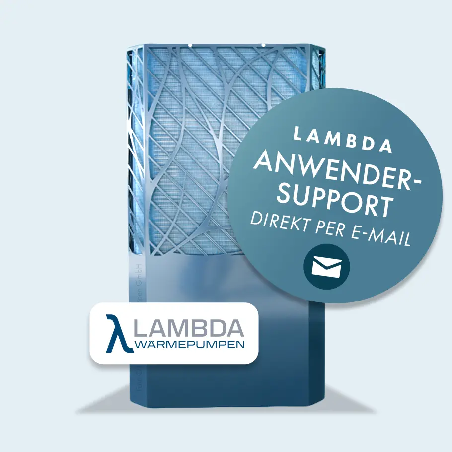 Lambda Wärmepumpe mit Button für Anwender-Support per Email