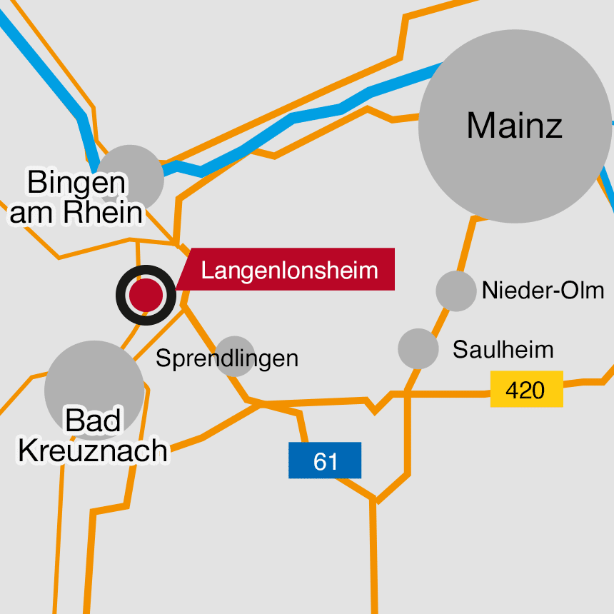 Umgebungskarte Langenlonsheim, Bad Kreuznach, Mainz